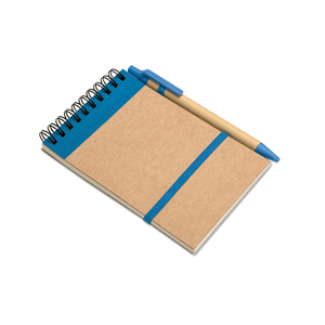 Block notes personalizzato in carta riciclata con copertina a spirale SONORA IT3789 - Blu