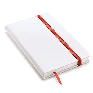 Quaderno pubblicitario con elastico e copertina rigida in formato A5 NOTY-MB L15028 - Bianco - Rosso