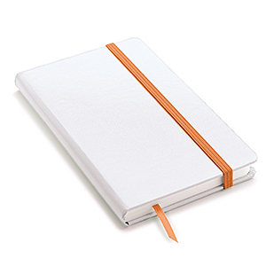 Quaderno pubblicitario con elastico e copertina rigida in formato A5 NOTY-MB L15028 - Bianco - Arancio