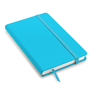 Quaderno personalizzato con copertina soft touch con elastico in formato A5 NOTYSOFT-M FLU L18033 - Azzurro Fluo