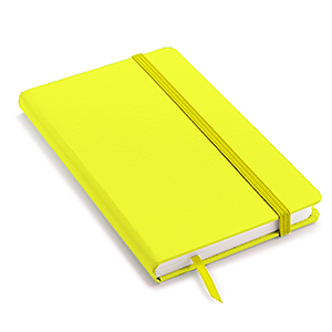 Quaderno personalizzato con copertina soft touch con elastico in formato A5 NOTYSOFT-M FLU L18033 - Giallo Fluo