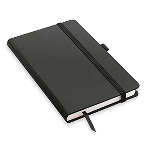 Quaderno personalizzato con copertina soft con elastico e portapenna in formato A5 NOTYPEN-M L19036 - Nero