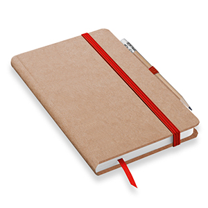 Taccuino con elastico e copertina in craft paper con portapenna in formato A6 NOTYGRAF L20038 - Naturale - Rosso