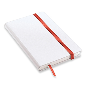 Quaderno personalizzato con copertina soft touch con elastico in formato A6 NOTYSOFT-SB L20041 - Bianco - Rosso
