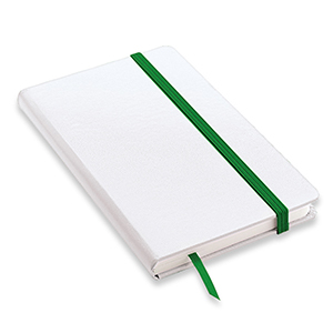 Quaderno personalizzato con copertina soft touch con elastico in formato A6 NOTYSOFT-SB L20041 - Bianco - Verde Scuro