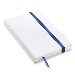 Taccuino con elastico e copertina soft touch in formato A5 NOTYSOFT-MB L20042 - Bianco - Blu Navy