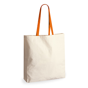 Shopping bag pubblicitaria in cotone 220gr cm 38x42x8 Legby S'Bags KOBE M20054 - Naturale - Arancio