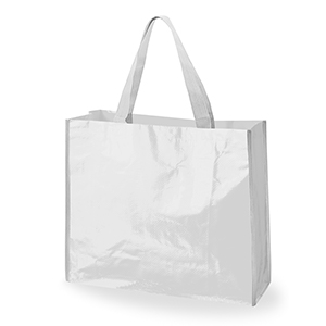 Borsa spesa personalizzata cm 40x35x14 in tessuto laminato Legby S'Bags NORI-S M20068 - Bianco