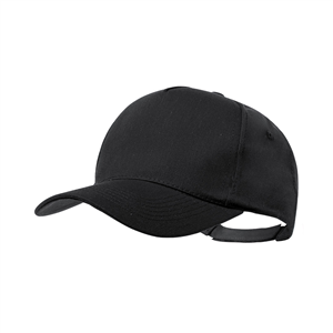 Cappellino baseball personalizzato in cotone riciclato 5 pannelli PICKOT MKT1032 - Nero