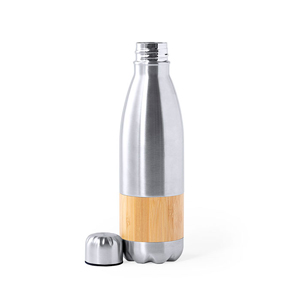 Borraccia acciaio inox con dettagli in legno 750 ml GUIVER MKT1057 - Platino