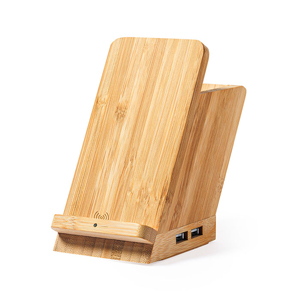 Porta penne in bamboo con ricarica wireless BLOXEM MKT1139 - Neutro