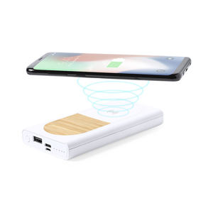 Power bank wireless in bamboo e PLA da 8000mAh DITTE MKT1196 - Bianco