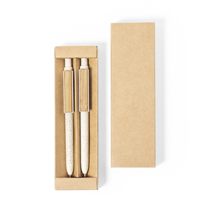 Penna personalizzata e matita in fibra di grano e bamboo BRUNEOK MKT1245 - Neutro