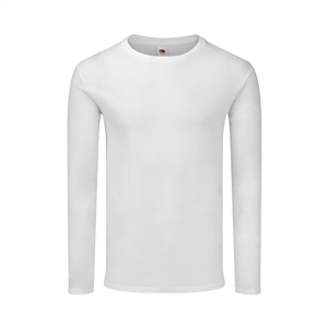 Maglia promozionale uomomanica lunga bianca in cotone 140gr Fruit of the Loom ICONIC LONG SLEEVE T MKT1322 - Bianco