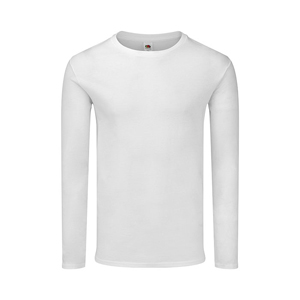 Maglia promozionale uomomanica lunga bianca in cotone 140gr Fruit of the Loom ICONIC LONG SLEEVE T MKT1322 - Bianco