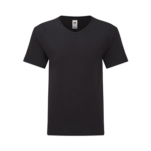 T-Shirt personalizzata uomo in cotone 150 gr Fruit of the Loom ICONIC V-NECK MKT1326 - Nero