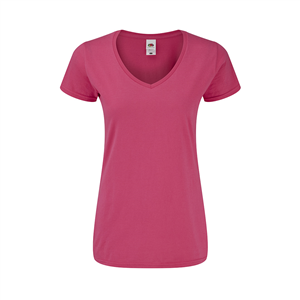 T shirt promozionale donna in cotone 150 gr Fruit of the Loom ICONIC V-NECK MKT1327 - Fucsia