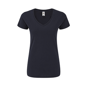 T shirt promozionale donna in cotone 150 gr Fruit of the Loom ICONIC V-NECK MKT1327 - Navy scuro