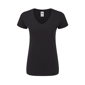 T shirt promozionale donna in cotone 150 gr Fruit of the Loom ICONIC V-NECK MKT1327 - Nero