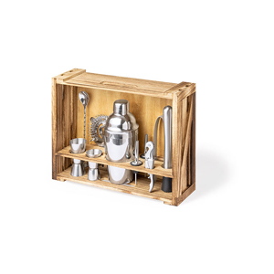 Kit per cocktail in acciaio inox e legno BESPIN MKT1349 - Neutro