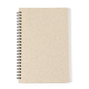 Quaderno personalizzato a spirale con copertina in paglia di grano in formato A5 ROSHAN MKT1407 - Naturale