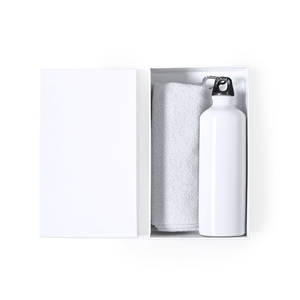 Set con borraccia e asciugamano microfibra CLOISTER MKT1410 - Bianco