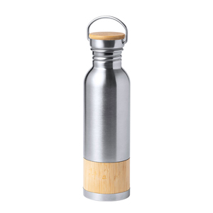 Borraccia acciaio inox personalizzata con dettagli in legno 800 ml GAUCIX MKT1476 - Platino