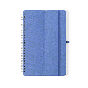 Quaderno a spirale con copertina in rpet e supporto smartphone e penna in formato A5 MAISUX MKT1494 - Blu