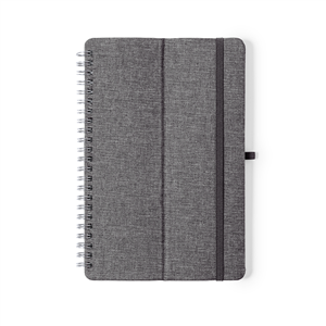Quaderno a spirale con copertina in rpet e supporto smartphone e penna in formato A5 MAISUX MKT1494 - Grigio