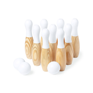 Gioco bowling in legno 12 pezzi SPARE MKT1512 - Neutro