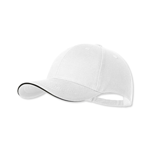 Cappellino baseball personalizzato in cotone 6 pannelli LINNEA MKT1535 - Bianco