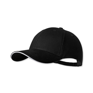 Cappellino baseball personalizzato in cotone 6 pannelli LINNEA MKT1535 - Nero
