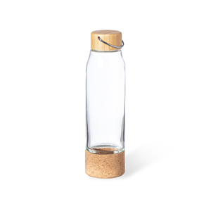 Bottiglia in vetro con base in sughero e tappo in legno 470 ml ADEROX MKT1788 - Neutro