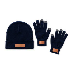 Berretto invernale e guanti touch | Set 2 pezzi in acrilico PRASAN MKT1805 - Blu Navy