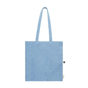 Borsa shopper pieghevole in cotone riciclato BIYON MKT1814 - Blu