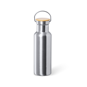 Bottiglia termica acciaio con dettagli legno 500 ml DUKY MKT1857 - Platino