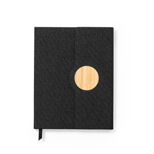 Quaderno personalizzato con copertina in rpet e bamboo in formato A5 AQUO MKT1893 - Nero