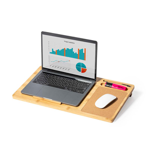 Organizer da scrivania in bamboo con mousepad in sughero KRIT MKT1900 - Neutro