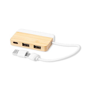 HUB USB in bamboo LAYAIS MKT1978 - Neutro
