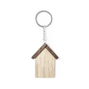 Portachiavi a forma di casa in legno HIGUOK MKT2683 - Neutro