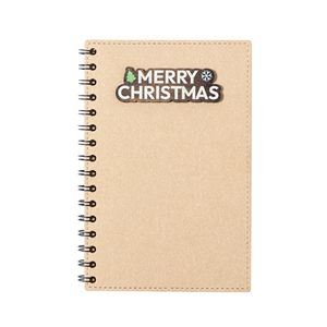 Quaderno a spirale Merry Christmas con copertina in cartone riciclato in formato A5 NOYLAX MKT2700 - Naturale