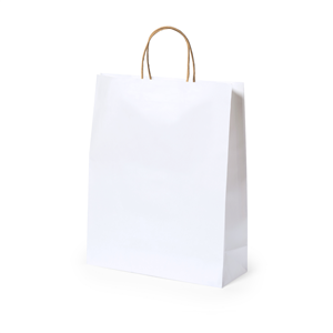 Shopper in carta riciclata bianca 100gr personalizzata cm 25x31x11 TAUREL MKT2719 - Bianco