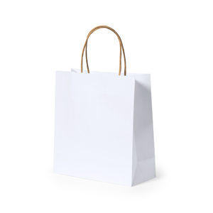 Shopper in carta riciclata 100gr bianca personalizzata cm 22x23x9 YEMAN MKT2721 - Bianco