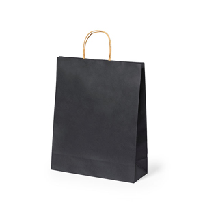 Shopper in carta riciclata bianca 100gr personalizzata cm 25x31x11 LINEL MKT2729 - Nero