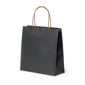 Shopper in carta riciclata colorata 100gr personalizzata cm 22x23x9 FORTIS MKT2731 - Nero