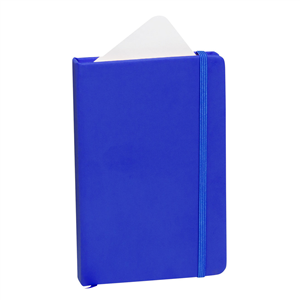 Block notes personalizzato con copertina in poliuretano con elastico in formato A6 KINE MKT3393 - Blu