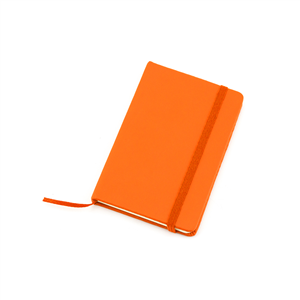 Block notes personalizzato con copertina in poliuretano con elastico in formato A6 KINE MKT3393 - Arancio