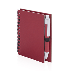 Mini quaderno a spirale con copertina in cartone riciclato e penna PILAF MKT4670 - Rosso