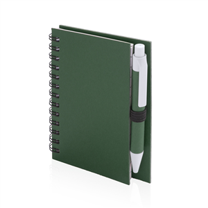 Mini quaderno a spirale con copertina in cartone riciclato e penna PILAF MKT4670 - Verde