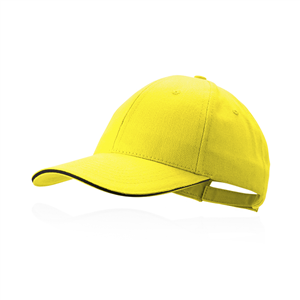 Cappello baseball personalizzabile in cotone 6 pannelli RUBEC MKT4675 - Giallo